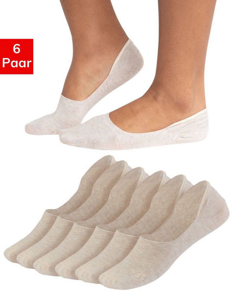 QSOCKS Füßlinge Loafer Medium Cut Balerina Socken (6 Paar) Rutschfest mit Silikon streifen, ideal für Ballerinas von QSOCKS