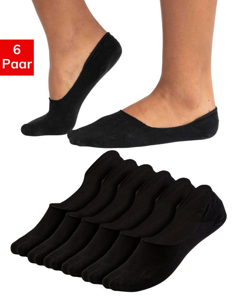 QSOCKS Füßlinge Loafer Medium Cut Balerina Socken (6 Paar) Rutschfest mit Silikon streifen, ideal für Ballerinas von QSOCKS