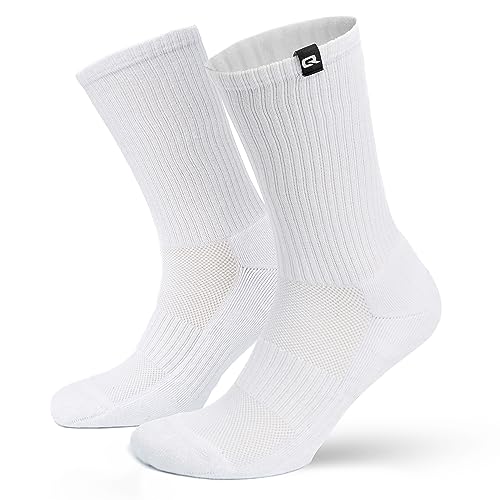 QSOCKS Unisex Tennissocken 4er-Pack | Hochwertige, atmungsaktive und langlebige Baumwollmischung (DE/NL/SE/PL, Numerisch, 39, 42, Regular, Regular, Weiß) von QSOCKS