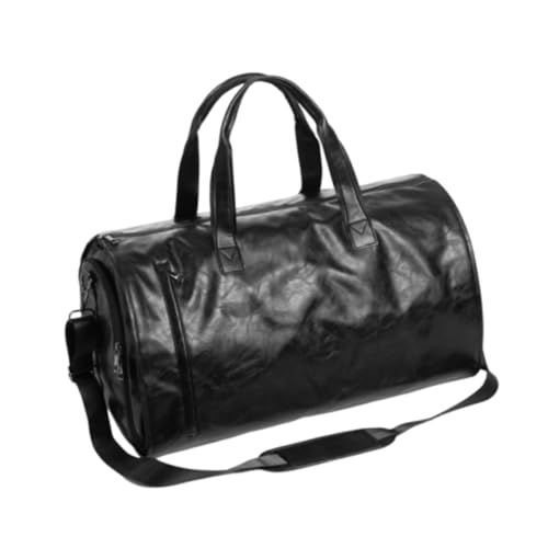 QSTDGVPW Kleidungsstück Duffel Bag Gepäckbeutel Schulter Handtasche Tragbare Leichte Multifunktion für Männer Frauen Entfernbarer Schultergurt, Schwarzes PU -Leder von QSTDGVPW