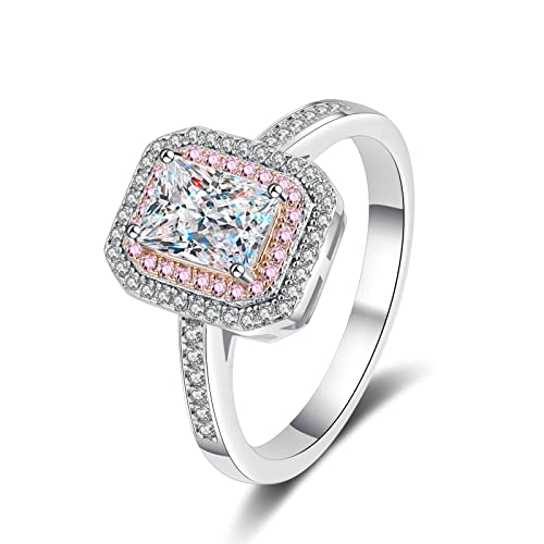 925 Jubiläumsringe Bands Halo, 1CT Moissanite Jubiläumsringe für Frauen Sterling Silber von QSYJCCXD