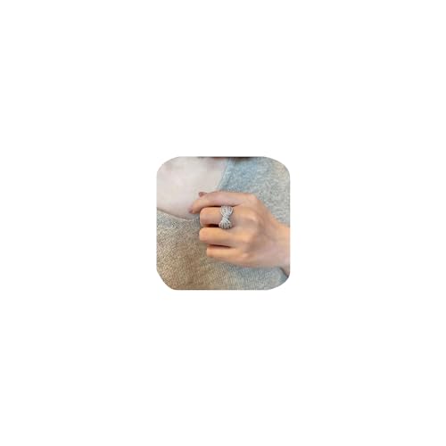 925 Silberverzerrte Twist Ring für Frauen Bogenringe Eternity Band Kubikzirkonia Diamond Hochzeitsfeier CZ Stapelbare Verlobungsbänder für Frauen infinity Forever Love Knot Ring (9#), R-F1563-P9 von QSYJCCXD