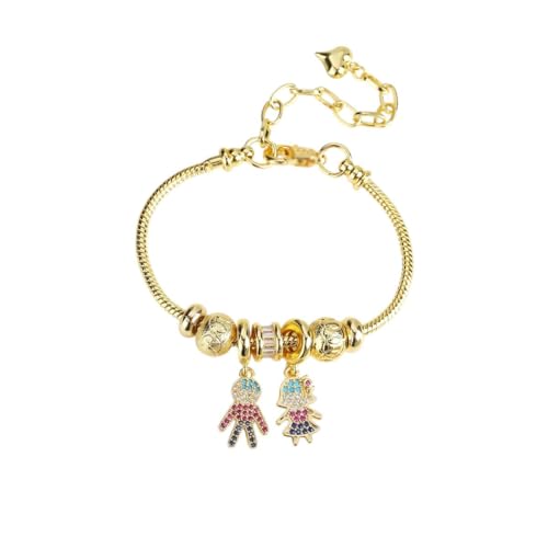 NEU 2025 Unisex Geschenk Mode Sohn Tochter Gold Farbe Kubik Zirkonia Familie sein Schlangenkettenarmband für Mutterparty Geburtstag Schmuck Erkenntnisse Trendy Accessoires kreativ für Frauen und von QSYJCCXD