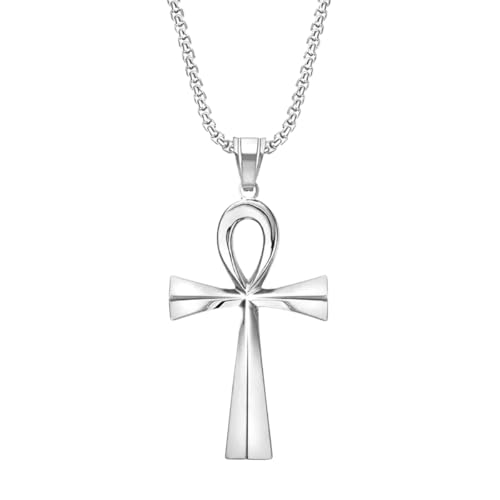NEU 2026 Trendy Mythologie Schlüssel des Lebens Anhänger Silber Farbe Edelstahl ägyptische Ankh Kragenketten Halskette für Männer Frauen Dekoration Schmuck Luxus mit Ihrem Accessoires Beste Geschenk NEU 2026 Trendy Mythologie Schlüssel des Lebens Anhänger Silber Farbe Edelstahl ägyptische Ankh Kragenketten Halskette für Männer Frauen Dekoration Schmuck Luxus mit Ihrem Accessoires Beste Geschenk von QSYJCCXD