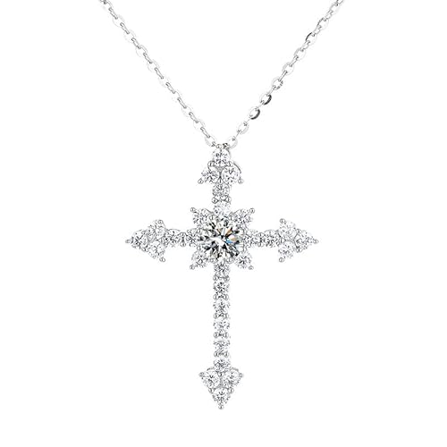 QSYJCCXD 100% Kreuz Halskette für Frauen 1CT Moissanit Diamond Cross Anhänger Halskette Geburtstagsgeschenkschmuck Schmuck QSYJCCXD 100% Kreuz Halskette für Frauen 1CT Moissanit Diamond Cross Anhänger Halskette Geburtstagsgeschenkschmuck Schmuck von QSYJCCXD
