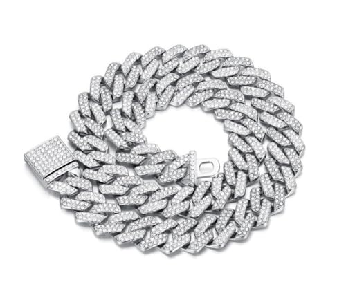 QSYJCCXD 14mm Diamant Cuban Kette Kleine Flip Blue Viereckeal Hip-Hop Style Halskette für Frauen und Männer 7.87in-27.55in QSYJCCXD 14mm Diamant Cuban Kette Kleine Flip Blue Viereckeal Hip-Hop Style Halskette für Frauen und Männer 7.87in-27.55in von QSYJCCXD