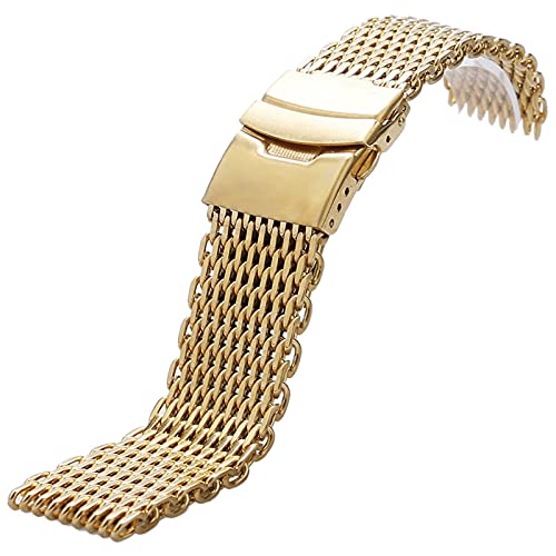 QSYJCCXD 18mm 20 mm 22 mm 24mm Uhr Band Mode Golden Color Web Edelstahl Uhrengurt Ersatz für Männer Frauen +2 Springstangen Armband QSYJCCXD 18mm 20 mm 22 mm 24mm Uhr Band Mode Golden Color Web Edelstahl Uhrengurt Ersatz für Männer Frauen +2 Springstangen Armband von QSYJCCXD