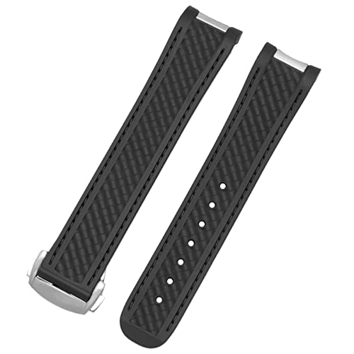 QSYJCCXD 20 -mm -Gummi -Uhren -Band für Omega Seamaster 300 AT150 de Ville Speedmaster Silikonarmband Ersatzgurt -Uhrzubehör Teile Teile von QSYJCCXD