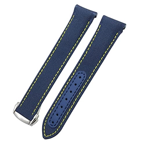 QSYJCCXD 20mm Uhrenbänder Leinwand Leder Bottom Watchband für Omega Seamaster 300 Speedmaster AT150 Planet Ocean Nylon Uhrengurt für Mann Frau von QSYJCCXD