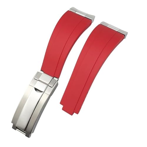 QSYJCCXD 21mm 20 mm neu Gebogene Metall -End -Uhren -Bänder nur für Datejust M126300 M126334 Zubehör Schwarzer Rubbre Silicon -Gurt von QSYJCCXD