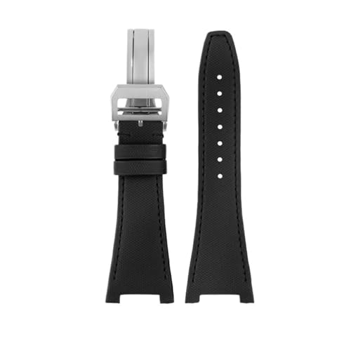 QSYJCCXD 28 -mm -Armband Gekerbter Nylon -echtes Lederband für den IWC -Ingenieur IW500501 IW378507 IW322703 Armband Herren Canvas Watch Band von QSYJCCXD