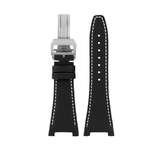 QSYJCCXD 28 -mm -Armband Gekerbter Nylon -echtes Lederband für den IWC -Ingenieur IW500501 IW378507 IW322703 Armband Herren Canvas Watch Band von QSYJCCXD