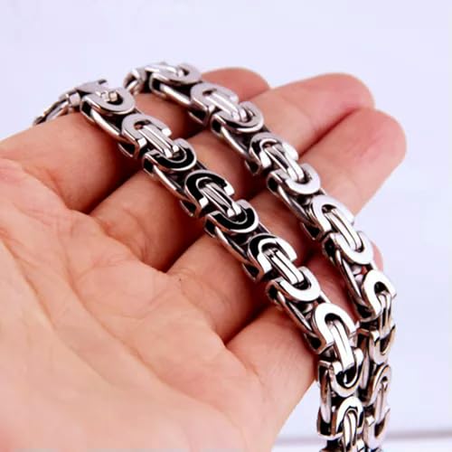 QSYJCCXD 6/8/10mm geschnittene flache byzantinische Kette Edelstahl Frauen Männer Halskette oder Armband-Silver-8mm-40-Zoll oder 101 cm QSYJCCXD 6/8/10mm geschnittene flache byzantinische Kette Edelstahl Frauen Männer Halskette oder Armband-Silver-8mm-40-Zoll oder 101 cm von QSYJCCXD