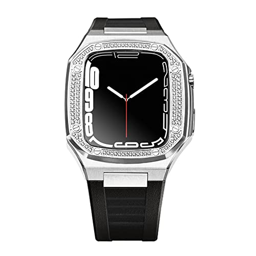 QSYJCCXD DIY für Band 8 7 6 Metall Edelstahl 45 mm 41 mm Uhr Gummiband -Set für 44 -mm -Diamantgurt -Modifikation Kit von QSYJCCXD