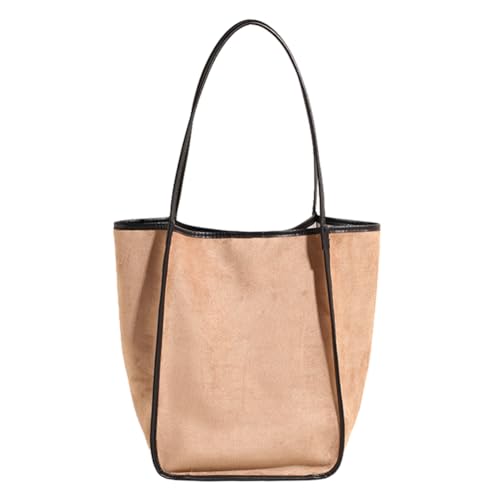 QSYJCCXD Frauen Faux Wildleder -Einkaufstasche Mode Umhängetasche große Kapazität Designer -Tasche Feste Farbstasche Einfacher Pendelbeutel von QSYJCCXD