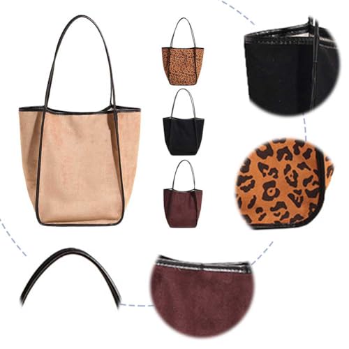 QSYJCCXD Frauen Faux Wildleder -Einkaufstasche Mode Umhängetasche große Kapazität Designer -Tasche Feste Farbstasche Einfacher Pendelbeutel von QSYJCCXD