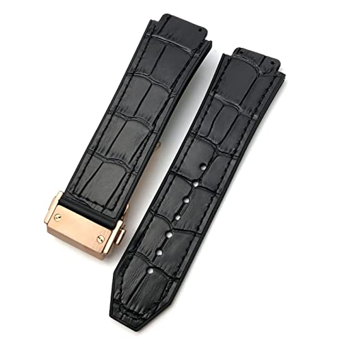 QSYJCCXD Für Hublot Watchband, Cowide Gummi-Uhren-Bänder 25-19mm Calfsleck-Armband Sport Männer und Frauen Watch Bands von QSYJCCXD