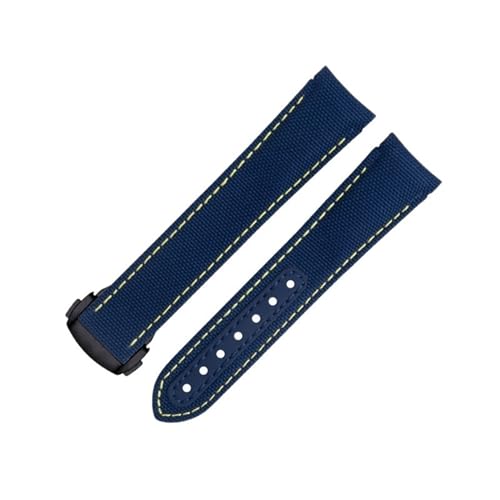 QSYJCCXD Für Omega -Riemen AT150 Seamaster 300 Planet Ocean de Ville Speedmaster gebogenes Ende Uhren Band 20mm gelbe Linie hohe Dichte Nylon Cowide Watchbänder von QSYJCCXD