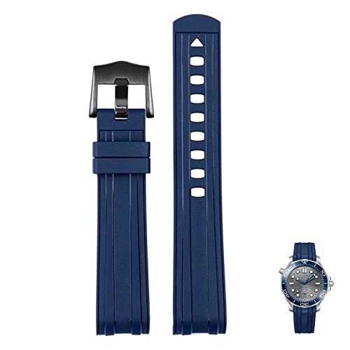 QSYJCCXD Für Omega Seamaster 300 Universum 007 gebogenes Ende Fluoring Gummi Silikon Uhrenband 20mm 21 mm 22mm Uhr Weichgurt Männer Ersatz von QSYJCCXD