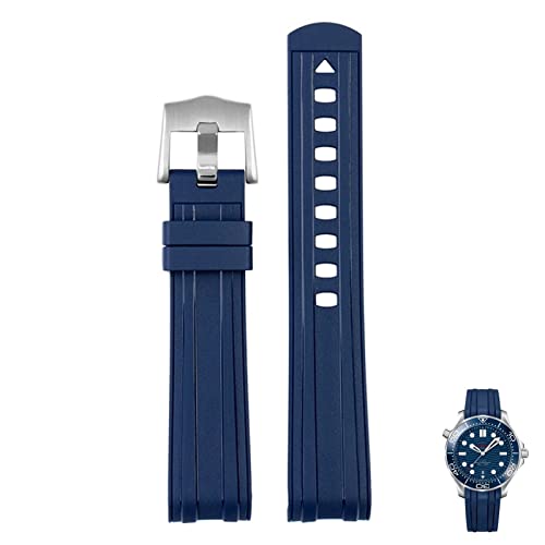 QSYJCCXD Für Omega Seamaster 300 Universum 007 gebogenes Ende Fluoring Gummi Silikon Uhrenband 20mm 21 mm 22mm Uhr Weichgurt Männer Ersatz von QSYJCCXD