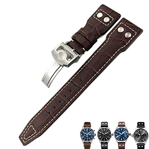 QSYJCCXD Für den IWC -Piloten Mark Portugieser Portofino Watchbänder 20mm 21mm 22mm Leder Uhrengurt Schwarzes Braun Uhren Band für Männer Armband von QSYJCCXD