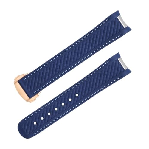 QSYJCCXD Gebogenes Ende fließender Gummi für Omega -Gurt Seamaster 300 Aqua Terra AT150 8900 Watch Weichgurt Männer Ersatz von QSYJCCXD