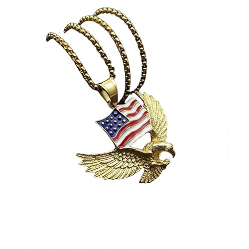 QSYJCCXD Herren Halskette amerikanische Flagge Adler Anhänger Halskette Titanium Stahl Goldverpackt Klinik Nationalflagg Eagle Anhänger Halskette 24 Zoll Kette QSYJCCXD Herren Halskette amerikanische Flagge Adler Anhänger Halskette Titanium Stahl Goldverpackt Klinik Nationalflagg Eagle Anhänger Halskette 24 Zoll Kette von QSYJCCXD