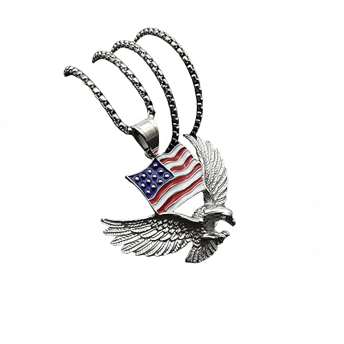 QSYJCCXD Herren Halskette amerikanische Flagge Adler Anhänger Halskette Titanium Stahl Goldverpackt Klinik Nationalflagg Eagle Anhänger Halskette 24 Zoll Kette QSYJCCXD Herren Halskette amerikanische Flagge Adler Anhänger Halskette Titanium Stahl Goldverpackt Klinik Nationalflagg Eagle Anhänger Halskette 24 Zoll Kette von QSYJCCXD