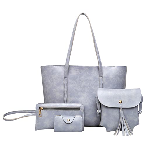 QSYJCCXD Laptop -Handtaschen für Frauen Herren Umhängetasche Kleine Leder -Freizeit -Frauen Handtasche 4 Set Umhängetasche Handtasche Tasche Halter Käufer Geldbeutel Rucksack mit Laptop -Fach Damen von QSYJCCXD