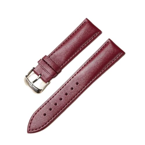 QSYJCCXD Leder Uhrengurt 14mm 16 mm 18 mm 20 mm 22 mm Uhrenband für Frauen Männer Uhr Accessoires Festschnalle rot (d, 18mm) von QSYJCCXD