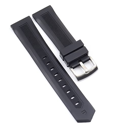 QSYJCCXD Männer schwarz Uhrenband 20mm 22 mm Silicon Gummi -Uhren -Bandgürtel für Tag Carrer -Gurt für Heuer Schnallen Drive Timer Watchbänder von QSYJCCXD