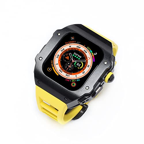 QSYJCCXD Mod Kit Titanium Metal Hülle Fluor Gummiband ， für Ultra 8 49mm Sport Fluorebber GurtGelzel von QSYJCCXD