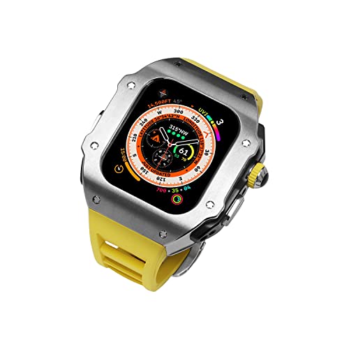 QSYJCCXD Mod Kit Titanium Metal Hülle Fluor Gummiband ， für Ultra 8 49mm Sport Fluorebber GurtGelzel von QSYJCCXD