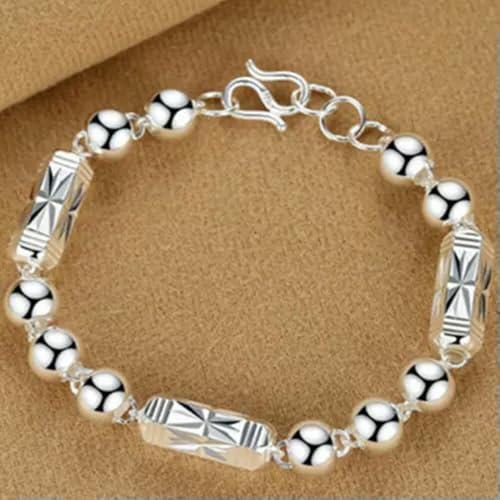 QSYJCCXD Reines S999 Fine Silver 999 Kette Männer Frauen Hexagon Perlen Link Armband All Size-19cm/7,5 Zoll L-6mm von QSYJCCXD