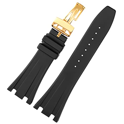 QSYJCCXD Schwarzes Silikon -Gummi -Uhrband für Audemars für Schweinelettsgurt 28mm Uhr AP Band Herren Armband Schmetterlingsschnalle -Werkzeuge von QSYJCCXD