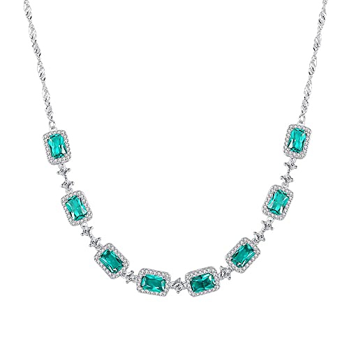 QSYJCCXD Smaragd Hochzeit Anhänger Halskette für Frauen Charming Chain Link Halskette 925 Fein Schmuck von QSYJCCXD
