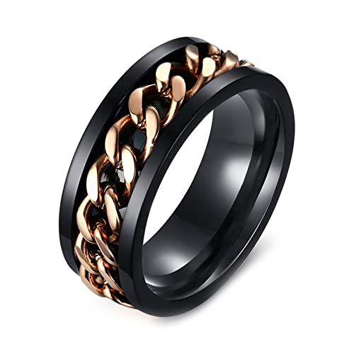 QSYJCCXD Spin Ringe für Angst Frauen, zappelnde Spinnringe für Angstzustände anpassen Größe 7-12 8mm mit Ketten- und Spinnerring von QSYJCCXD