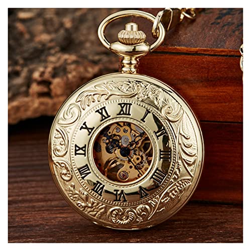 QSYJCCXD Taschenuhr, offene Hülle mechanische Männer Uhr Doppelgesicht Römisches Zifferblatt Handwindtasche Wache mit Kettengeschenk QSYJCCXD Taschenuhr, offene Hülle mechanische Männer Uhr Doppelgesicht Römisches Zifferblatt Handwindtasche Wache mit Kettengeschenk von QSYJCCXD