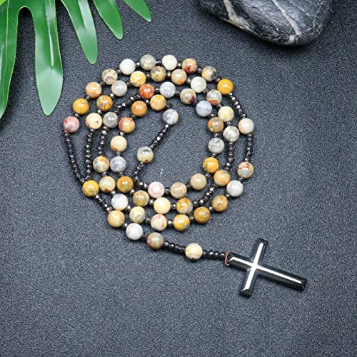 QSYJCCXD Trendy Crosses Anhänger Halskette Rosenkranz Halsketten für Männer Frauen 8mm Polar Jade Stein Perlen Meditation Halskette QSYJCCXD Trendy Crosses Anhänger Halskette Rosenkranz Halsketten für Männer Frauen 8mm Polar Jade Stein Perlen Meditation Halskette von QSYJCCXD