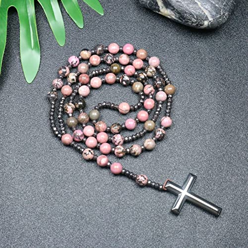 QSYJCCXD Trendy Crosses Anhänger Halskette Rosenkranz Halsketten für Männer Frauen 8mm Polar Jade Stein Perlen Meditation Halskette QSYJCCXD Trendy Crosses Anhänger Halskette Rosenkranz Halsketten für Männer Frauen 8mm Polar Jade Stein Perlen Meditation Halskette von QSYJCCXD