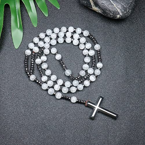 QSYJCCXD Trendy Crosses Anhänger Halskette Rosenkranz Halsketten für Männer Frauen 8mm Polar Jade Stein Perlen Meditation Halskette QSYJCCXD Trendy Crosses Anhänger Halskette Rosenkranz Halsketten für Männer Frauen 8mm Polar Jade Stein Perlen Meditation Halskette von QSYJCCXD