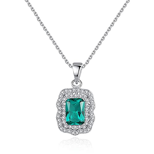 QSYJCCXD Wunderschöne Smaragd -Anhänger Halskette für Frauen Linkkette Halskette Hochzeit feiner Schmuck von QSYJCCXD