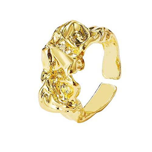 QSYJCCXD Zinnfolie unregelmäßiger Öffnungsring Metall Textur Unebener geometrischer Ring minimalistischer Ring für Frauen einstellbar von QSYJCCXD