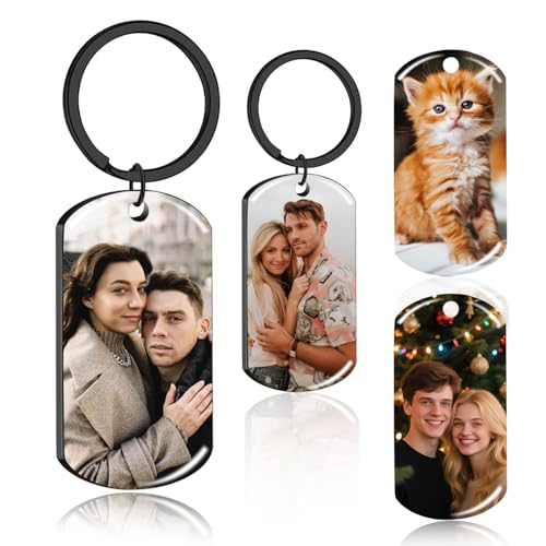 QSZ Schlüsselanhänger Personalisiert aus Edelstahl mit Fotos und Gravur personalisierbares Foto Geschenk für Papa Partner (Doppelseitig) von QSZ