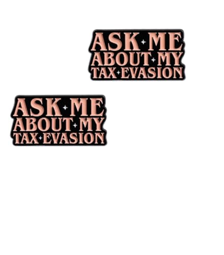 QTAOEIONG Emaille-Brosche "Ask Me About My Tax Evasion", 2 Stück, Anstecknadel für Männer und Frauen QTAOEIONG Emaille-Brosche "Ask Me About My Tax Evasion", 2 Stück, Anstecknadel für Männer und Frauen von QTAOEIONG
