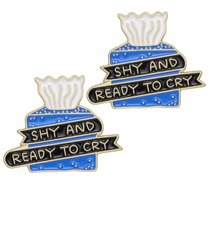 QTAOEIONG Emaille-Brosche "Shy And Ready To Cry", 2 Stück, Anstecknadel für Männer und Frauen von QTAOEIONG
