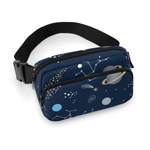 Bauchtasche mit Sternzeichen und Sternbildern, mit verstellbarem Riemen, modische Gürteltasche für Männer und Frauen, Workout, Laufen, Reisen, Wandern, Stil:, 20x13cm von QTAVETEND