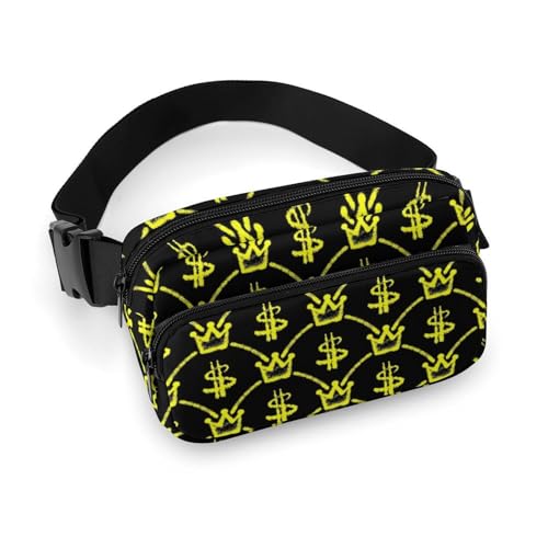 Gürteltasche mit Dollarzeichen und Krone, mit verstellbarem Riemen, modische Gürteltasche für Männer und Frauen, Workout, Laufen, Reisen, Wandern, Stil:, 20x13cm von QTAVETEND