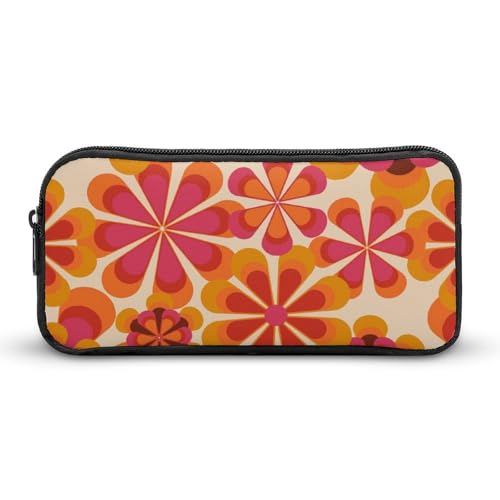 QTAVETEND 70er Jahre Retro Gänseblümchen Federmäppchen Mäppchen Bleistiftbox Kosmetiktasche Große Kapazität Mehrzweck-Aufbewahrungstasche Bleistifttasche 1 Fach, Stil:, 22*12*5cm, Taschen-Organizer von QTAVETEND