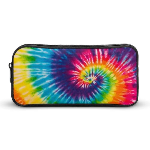 QTAVETEND Batik-Federmäppchen mit Regenbogen-Spiralbindung, Kosmetiktasche, große Kapazität, Mehrzweck-Aufbewahrungstasche, Federmäppchen, 1 Fach, Stil:, 22*12*5cm, Taschen-Organizer von QTAVETEND